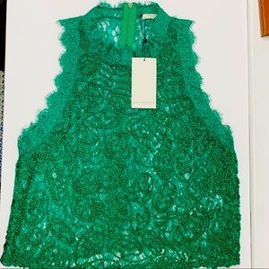 NWT Green Lace Halter top Size L